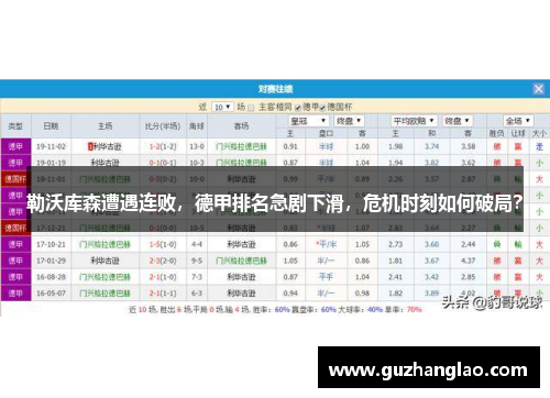 勒沃库森遭遇连败，德甲排名急剧下滑，危机时刻如何破局？